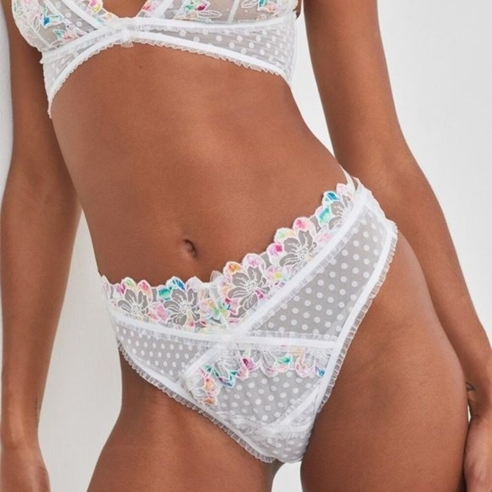for love & lemons x vs outline white floral hi-waist panty